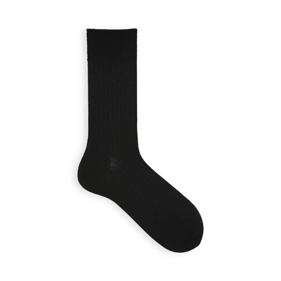 062142330 Merino Wool Ribbed Mid-Calf Socks L