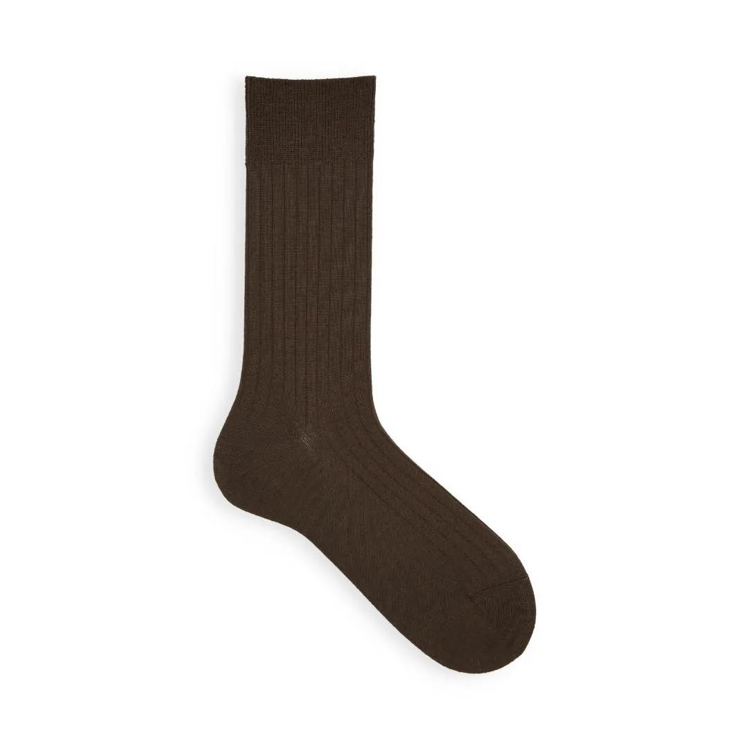 062142330 Merino Wool Ribbed Mid-Calf Socks L