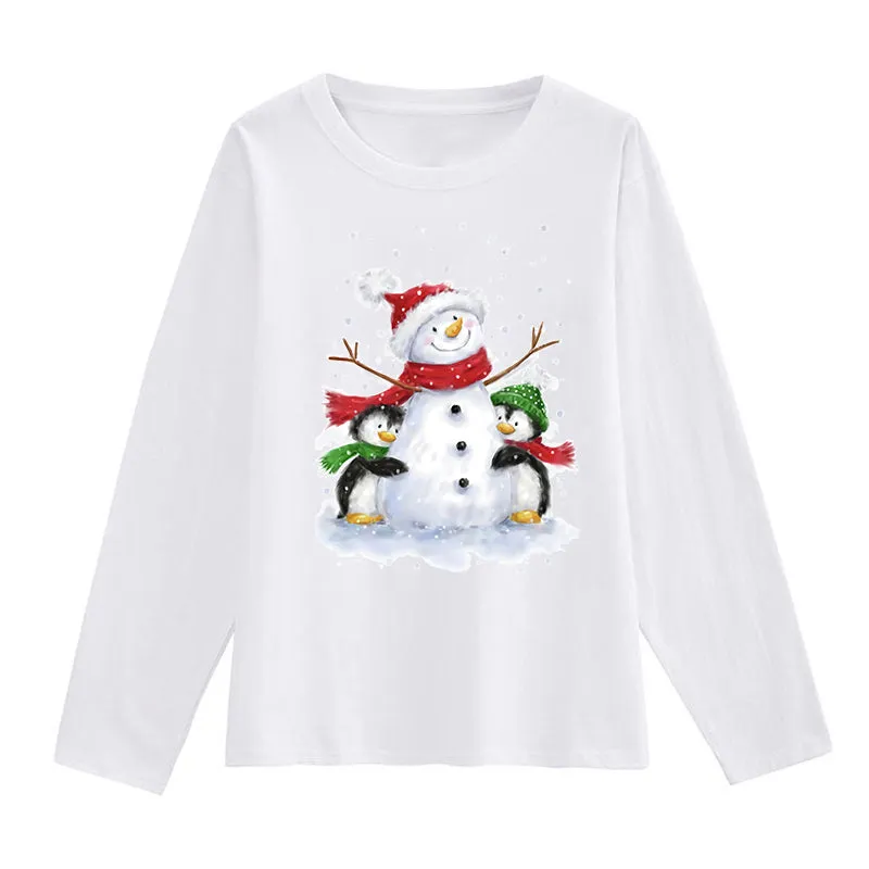 2022 Christmas Cute Snowman White T-Shirts