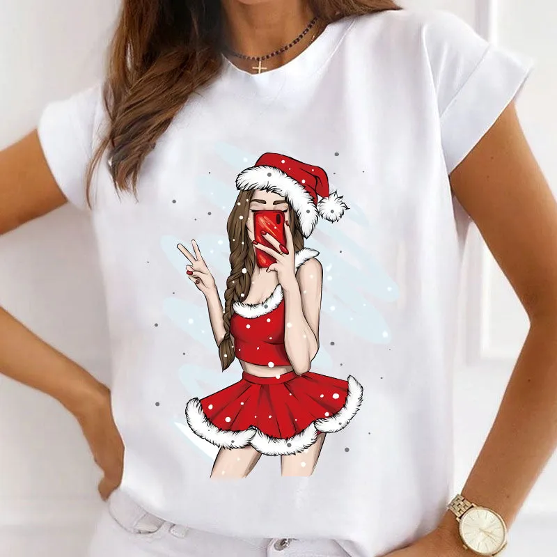 2022 Merry Christmas Girl White T-Shirts