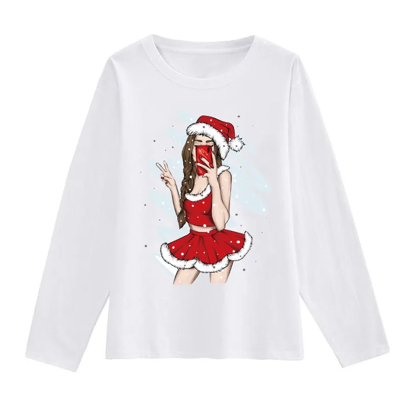 2022 Merry Christmas Girl White T-Shirts