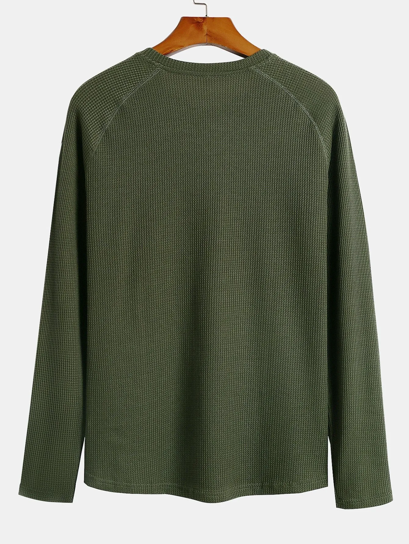 3 keping lengan lengan panjang Waffle Henley Shirt
