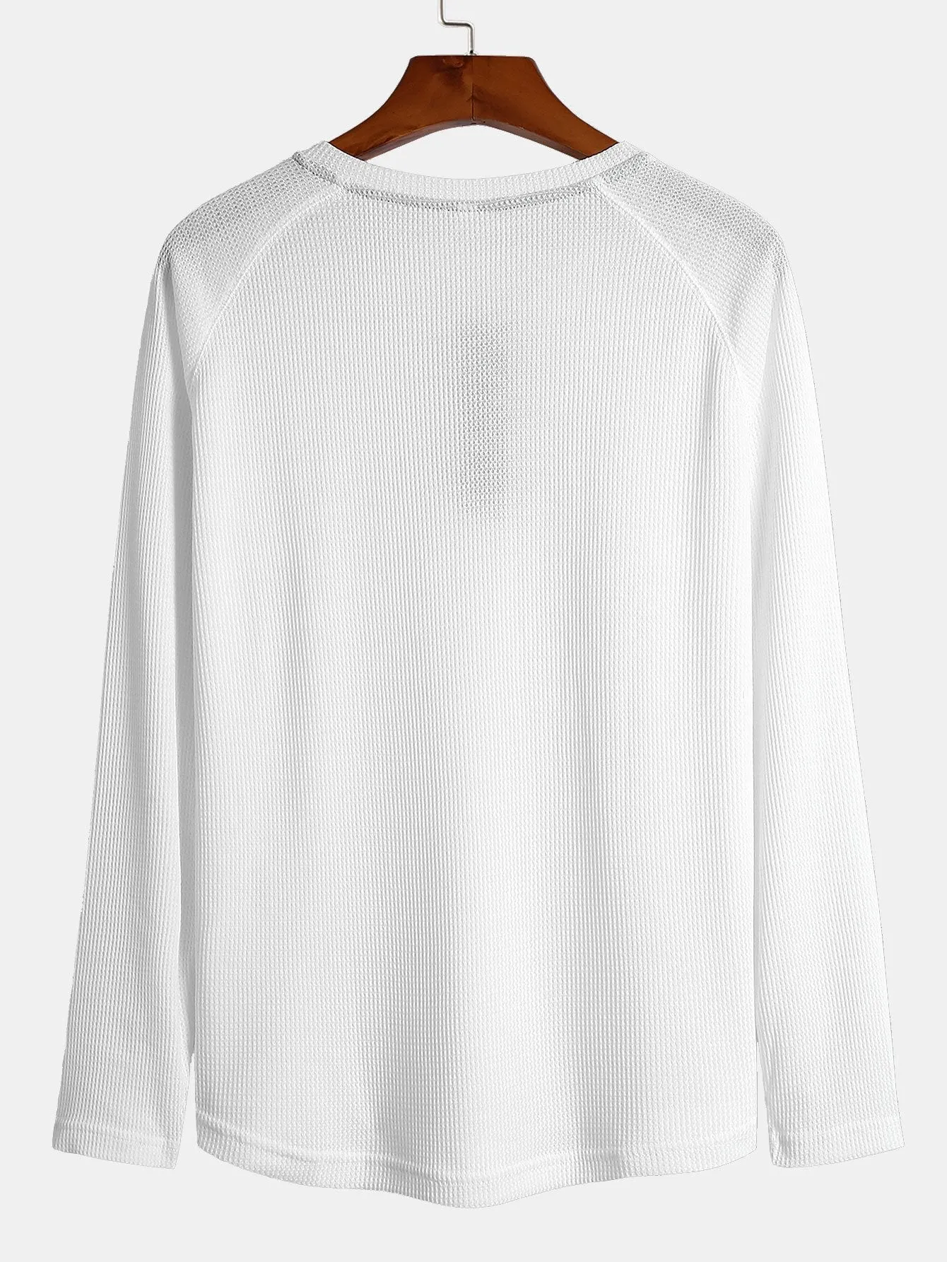 3 keping lengan lengan panjang Waffle Henley Shirt