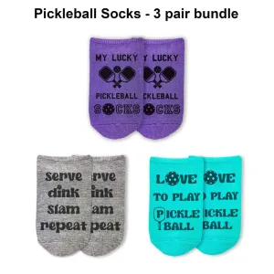 3 Pair Pack Pickleball Socks for Women: Funny Pickleball Gift Socks for Her