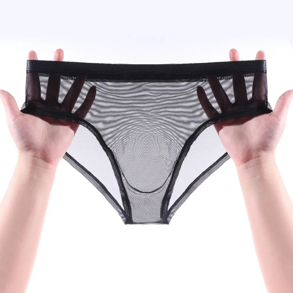 (4-Pack) 3D Seamless Pouch - Men's See-Through Ice Silk Mesh BriefsJEWYEE 1958