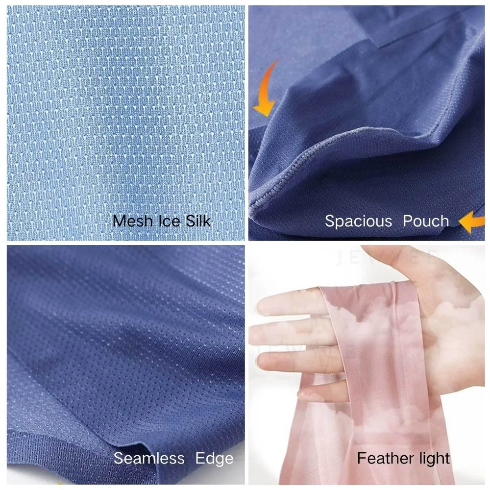 (4-Pack) Men's Low-Rise Ultra Thin Mesh Ice Silk Briefs - JEWYEE 6004SJ