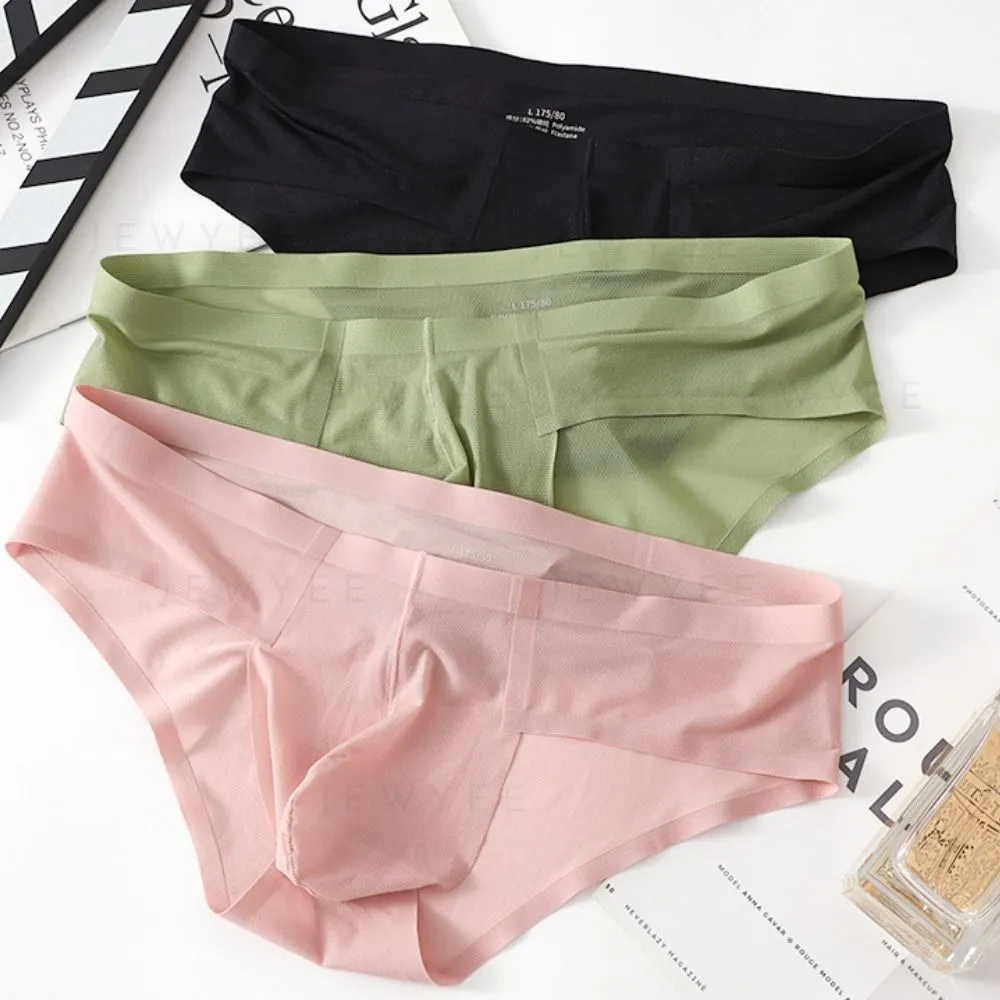 (4-Pack) Men's Low-Rise Ultra Thin Mesh Ice Silk Briefs - JEWYEE 6004SJ