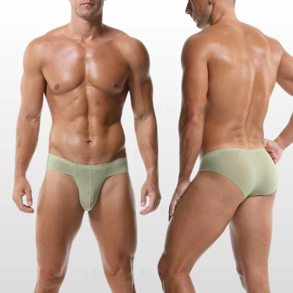 (4-Pack) Men's Low-Rise Ultra Thin Mesh Ice Silk Briefs - JEWYEE 6004SJ
