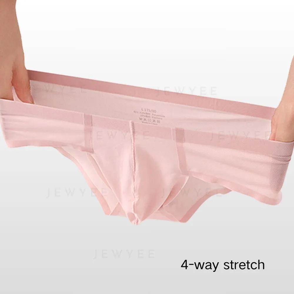 (4-Pack) Men's Low-Rise Ultra Thin Mesh Ice Silk Briefs - JEWYEE 6004SJ