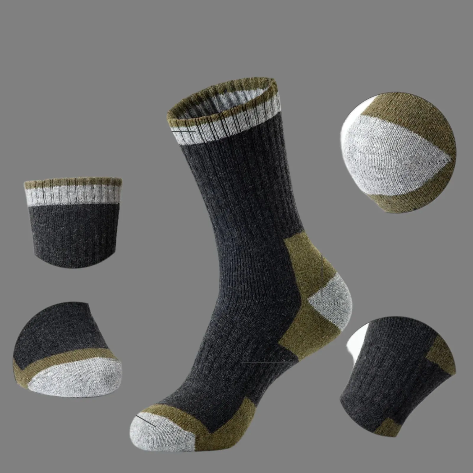 5 Pairs Men's Merino Wool Hiking Socks