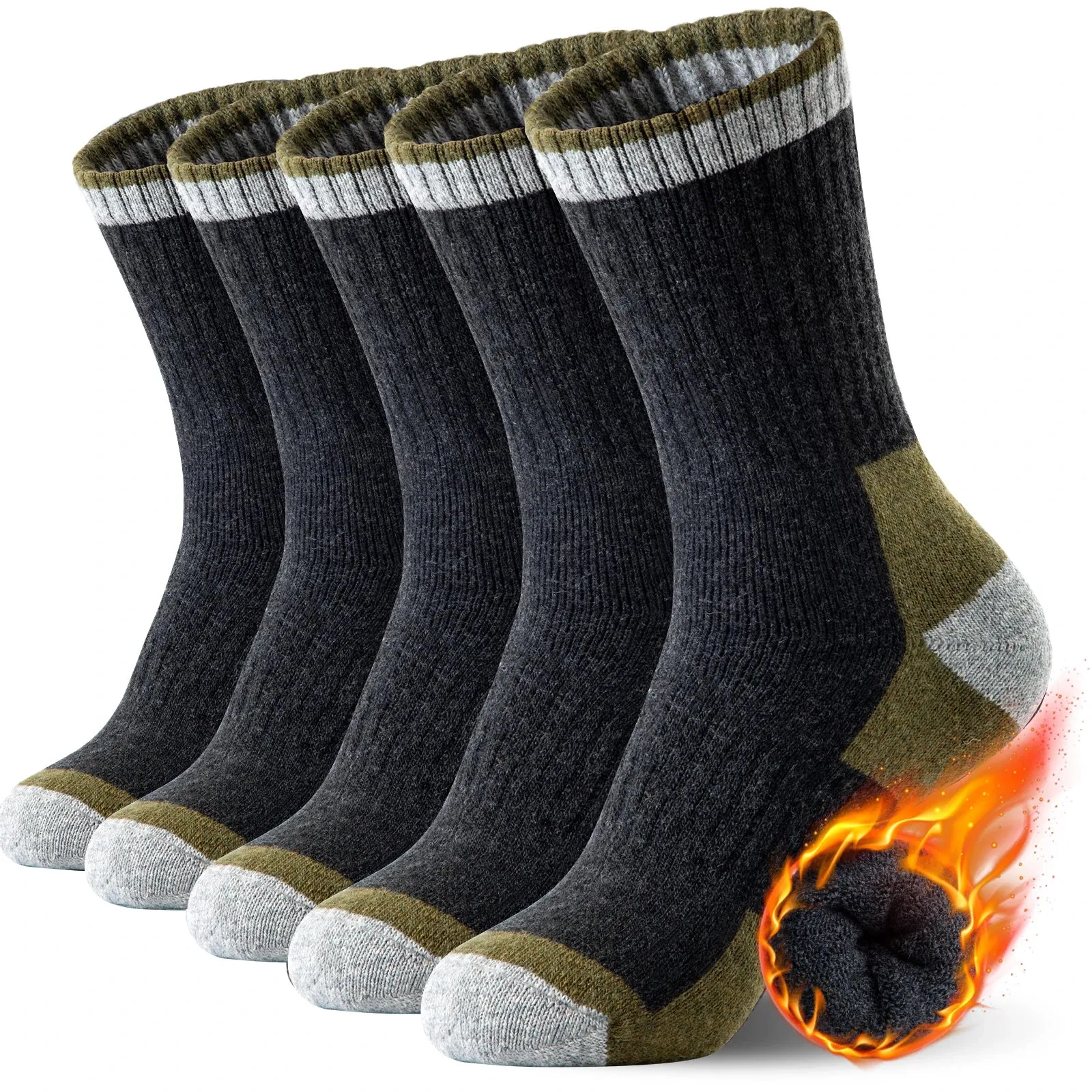 5 Pairs Men's Merino Wool Hiking Socks