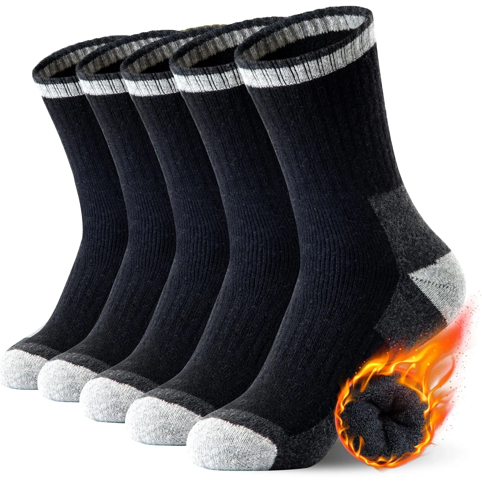 5 Pairs Men's Merino Wool Hiking Socks
