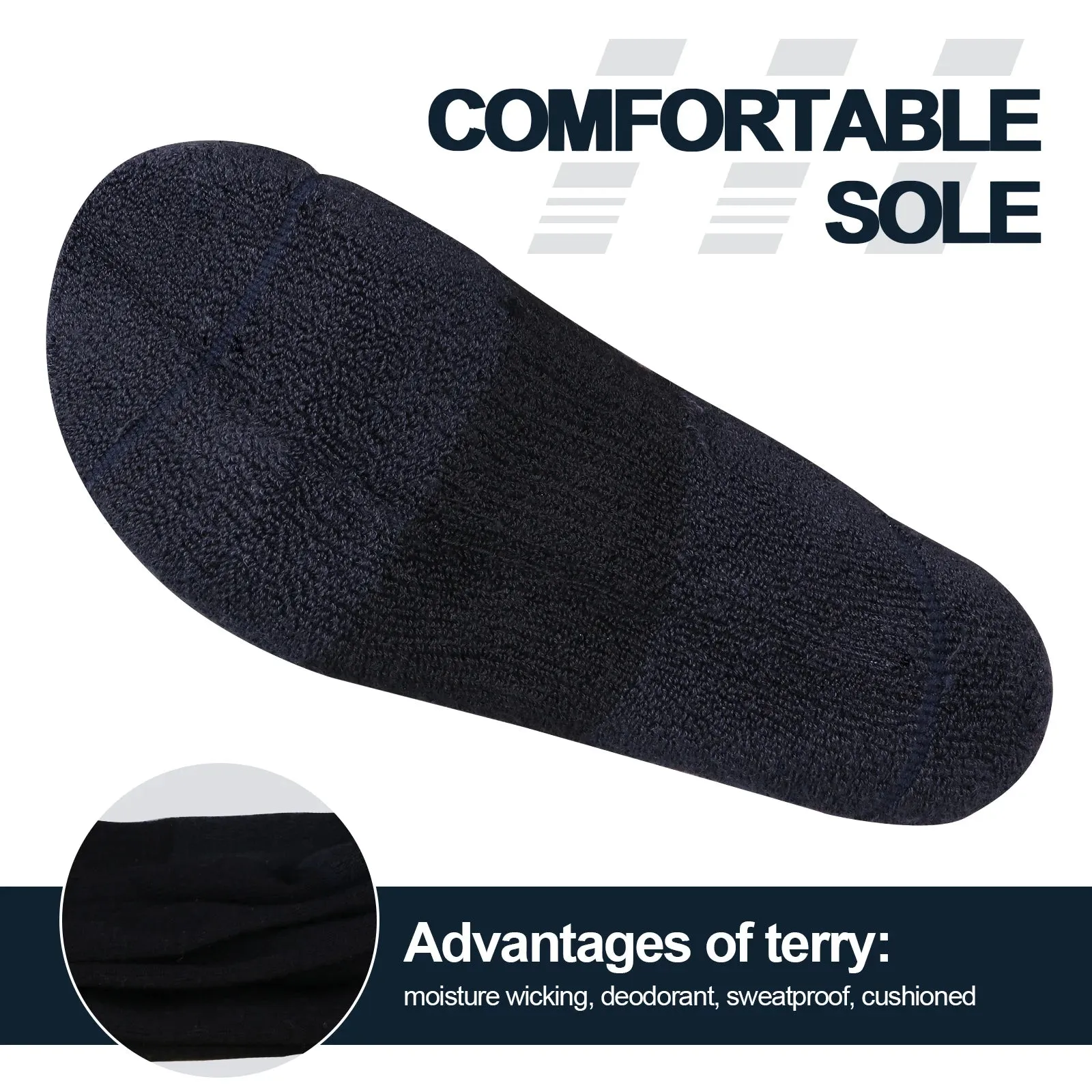 5 Pairs of Men's Winter Thermal Crew Socks - Comfortable Cushioned Hiking and Trekking Socks