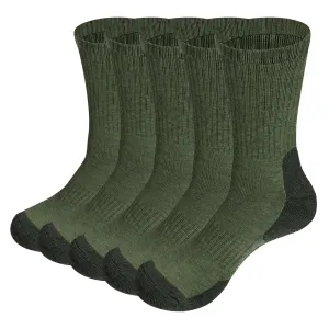 5 Pairs of Men's Winter Thermal Crew Socks - Comfortable Cushioned Hiking and Trekking Socks