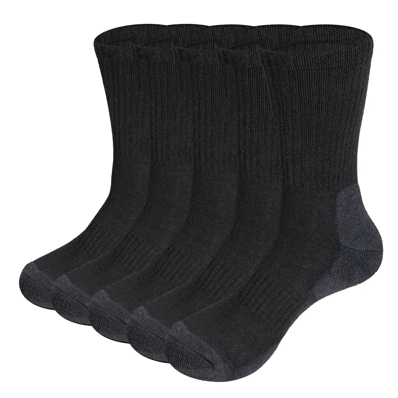 5 Pairs of Men's Winter Thermal Crew Socks - Comfortable Cushioned Hiking and Trekking Socks