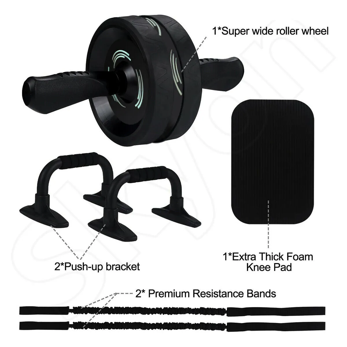 6-IN-1 Ab Roller Exercise Wheel Home Gym Workout