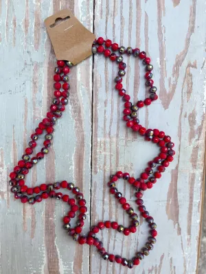 60" Bead Necklace || Cardinal Red