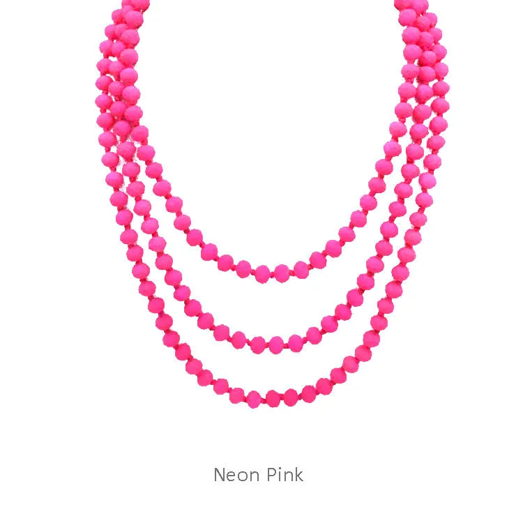 60" Bead Necklace || NEON PINK Online