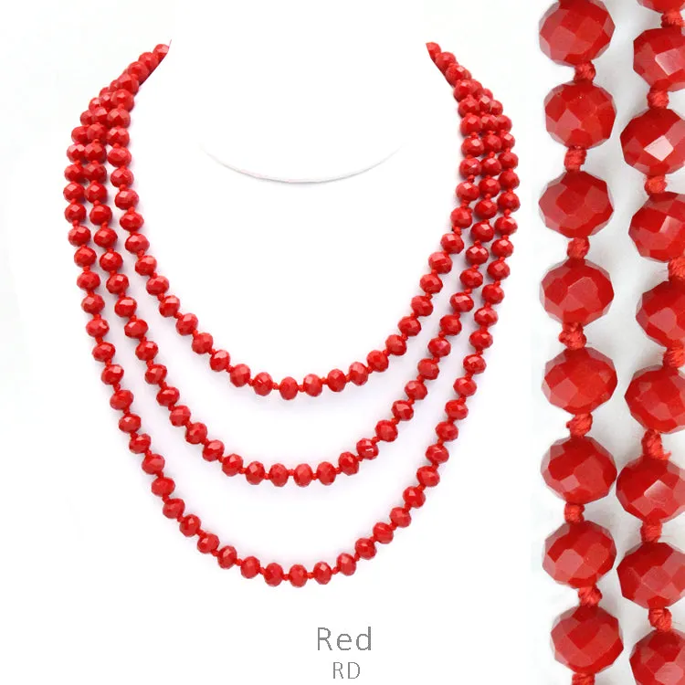 60" Bead Necklace || Red