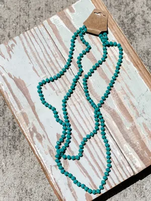60" Bead Necklace || True Turquoise
