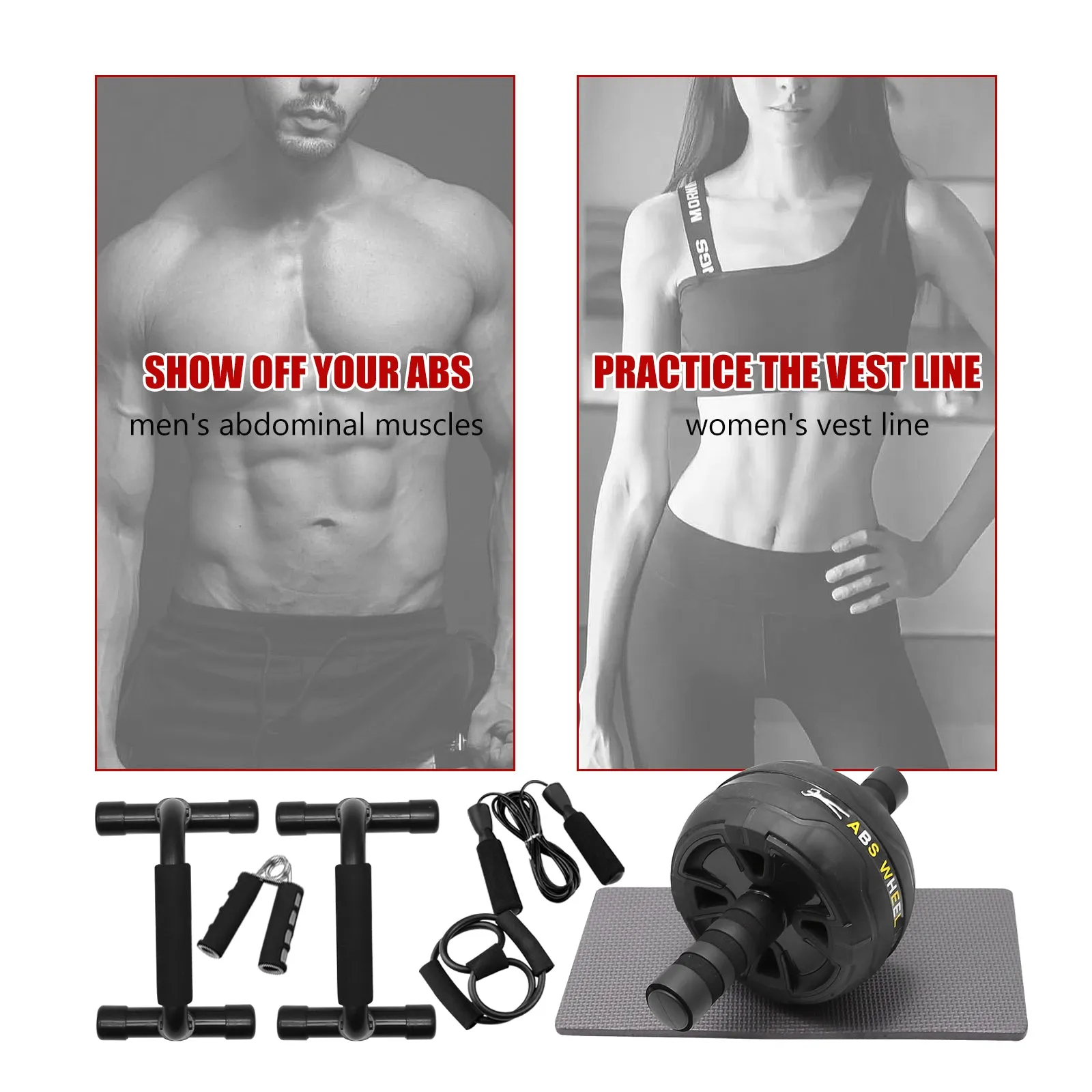 7-in-1 Ab Roller  Wheel Home Gym Exercise Equipment