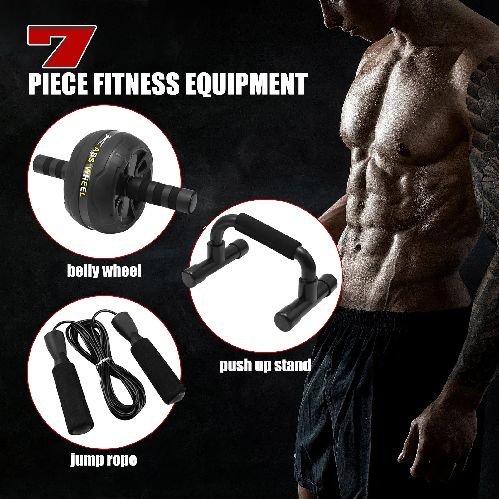 7-in-1 Ab Roller  Wheel Home Gym Exercise Equipment