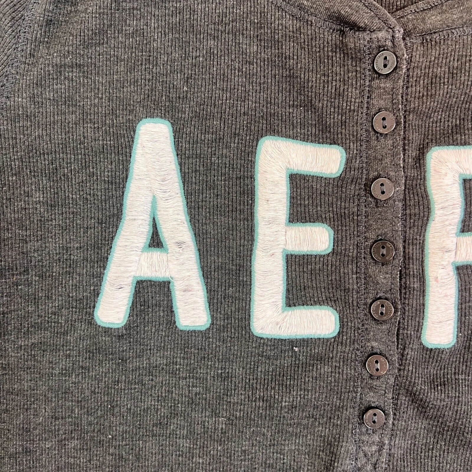 Aeropostale Womens Grey Henley T-Shirt Size Large