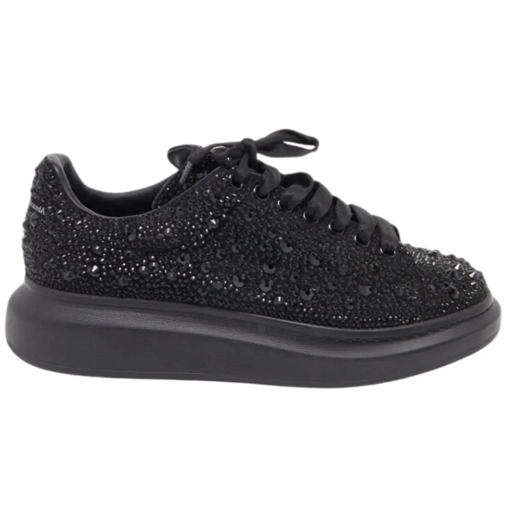 Alexander McQueen oversized Black Crystal Embellished Leather Oversized Sneakers