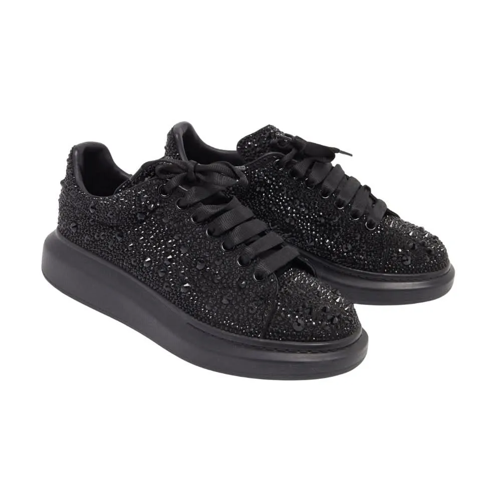 Alexander McQueen oversized Black Crystal Embellished Leather Oversized Sneakers