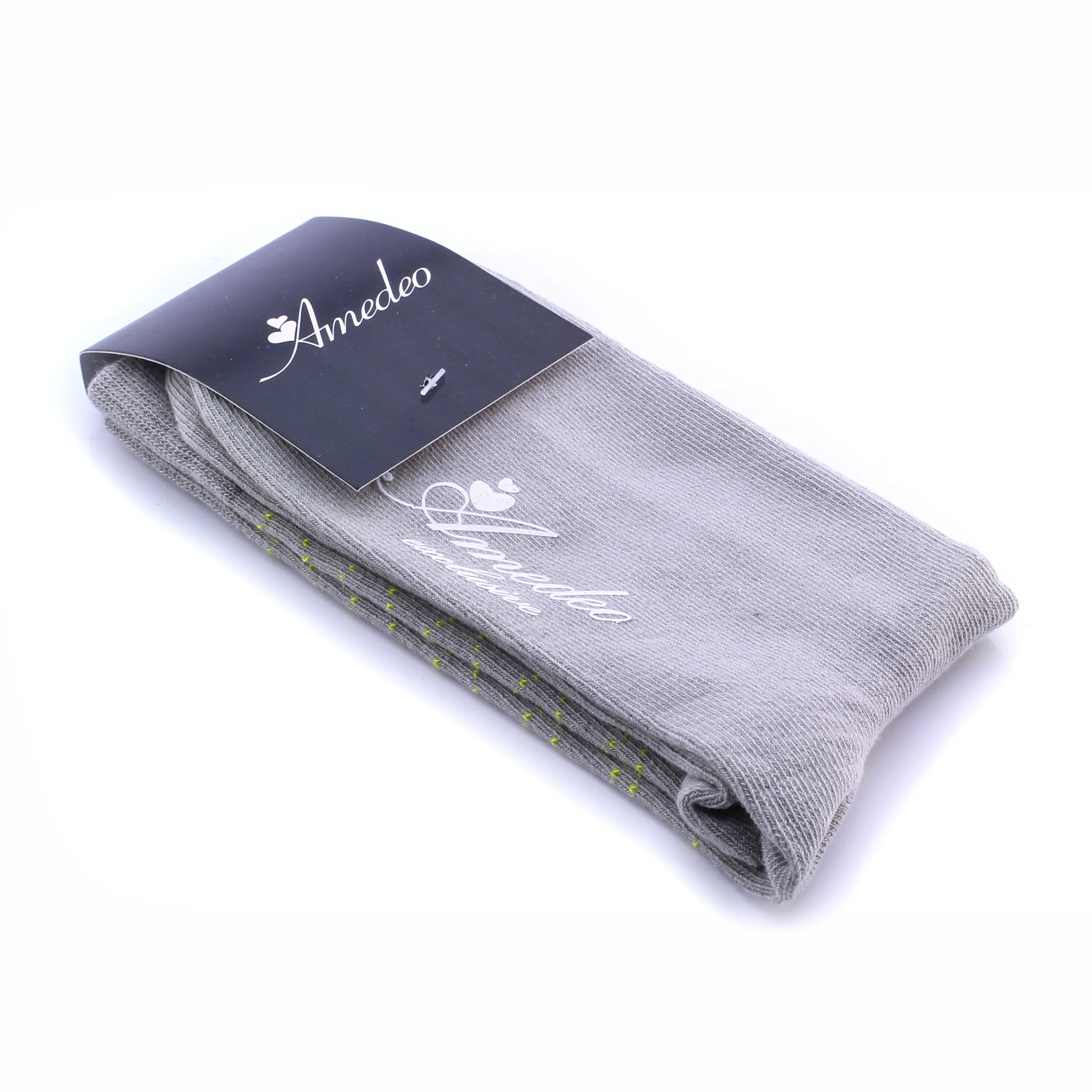 Amedeo Grey Light Yellow Lines Soft Socks For Men