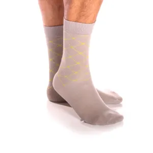 Amedeo Grey Light Yellow Lines Soft Socks For Men