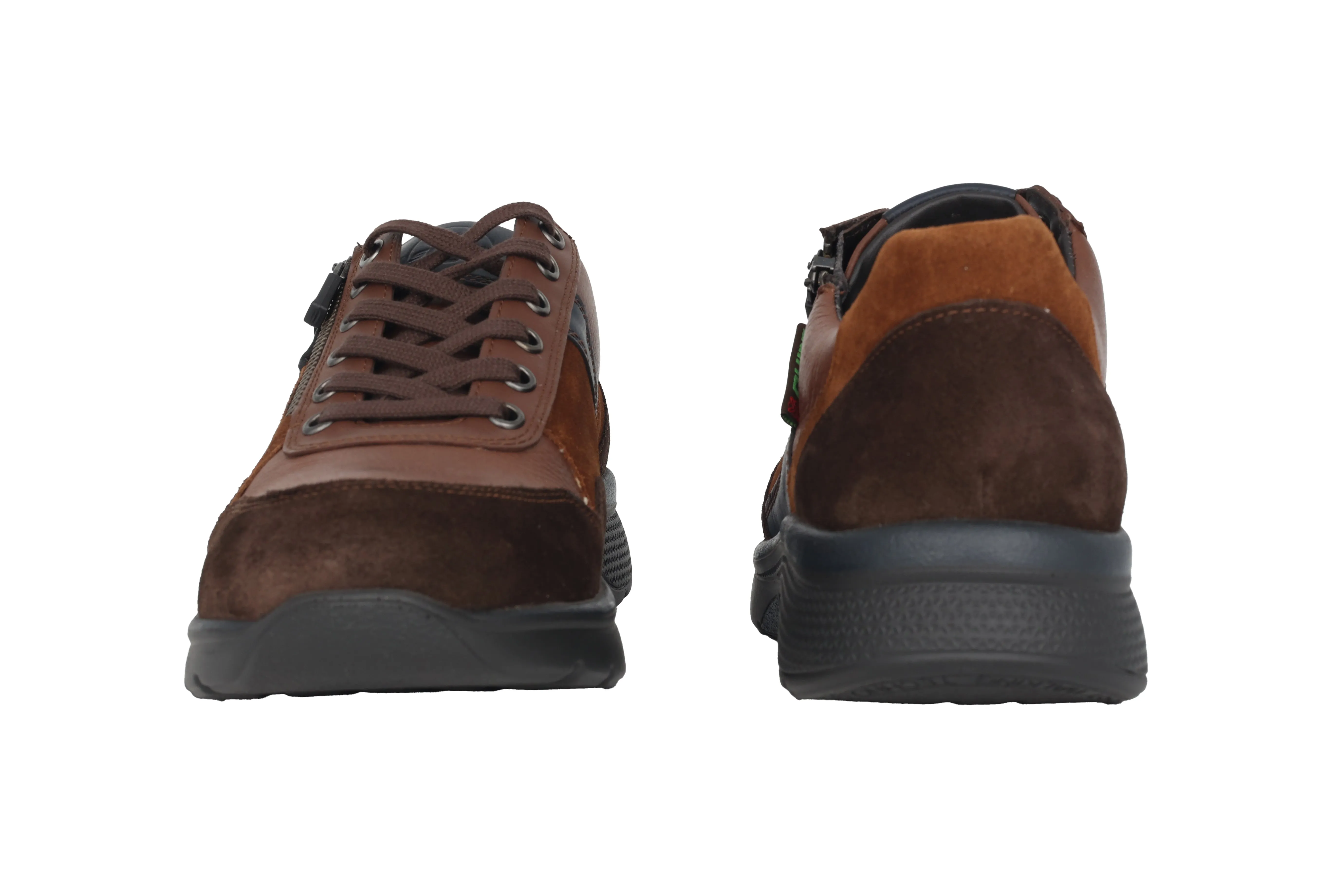 'Amory' men's white fit (H) walking rolling sneaker - brown