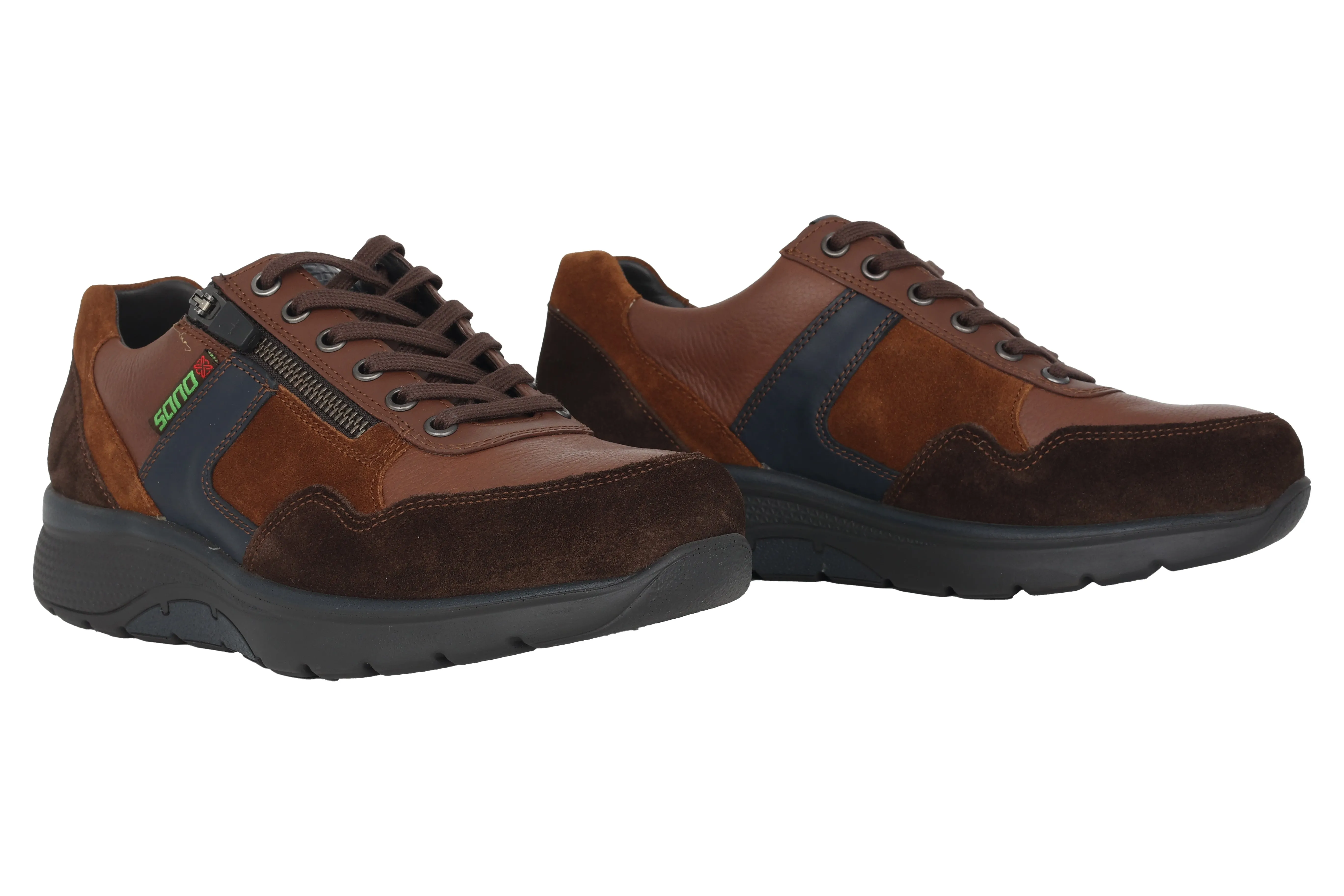 'Amory' men's white fit (H) walking rolling sneaker - brown
