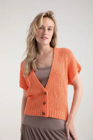 Apricot Cap Sleeve Button Cardigan