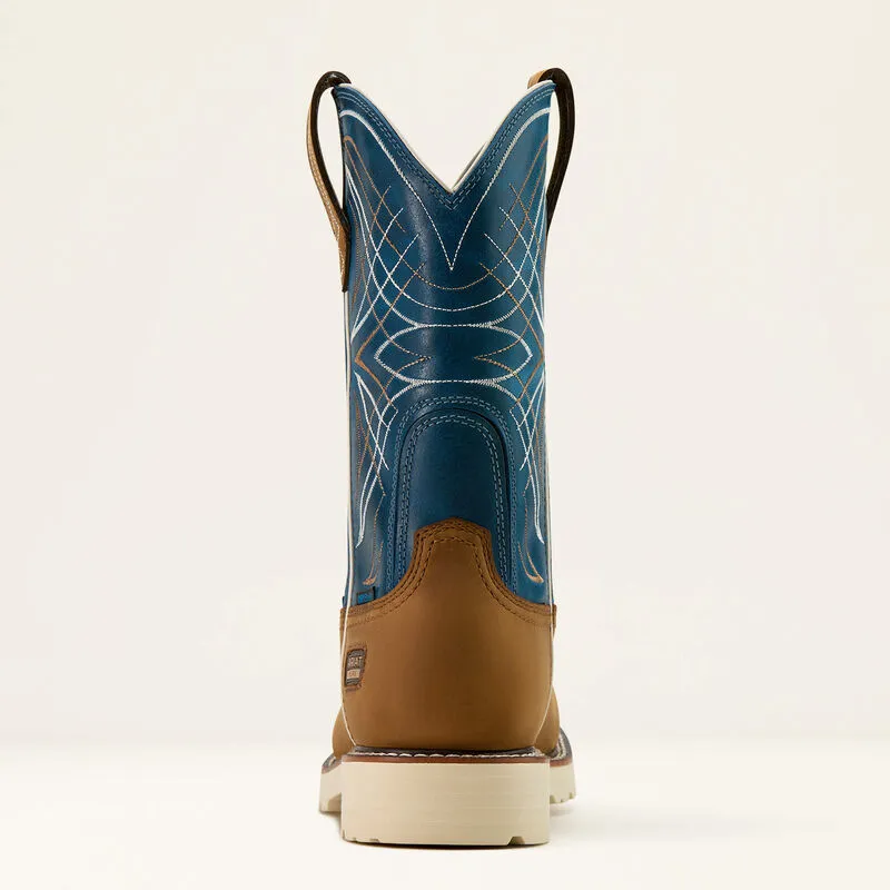 Ariat Men's Activator 11" Steel Toe WP Western Work Boot- Brown/Blue- 10060893