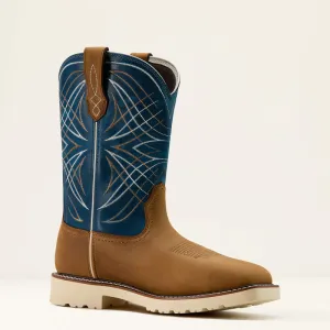 Ariat Men's Activator 11" Steel Toe WP Western Work Boot- Brown/Blue- 10060893