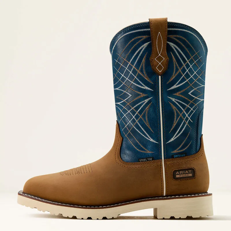 Ariat Men's Activator 11" Steel Toe WP Western Work Boot- Brown/Blue- 10060893