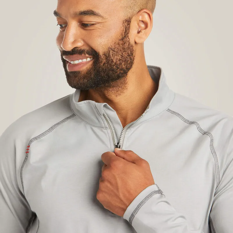 Ariat Men's Flame Resistant  Combat Stretch Patriot 1/4 Zip Work Shirt Silver - 10035420