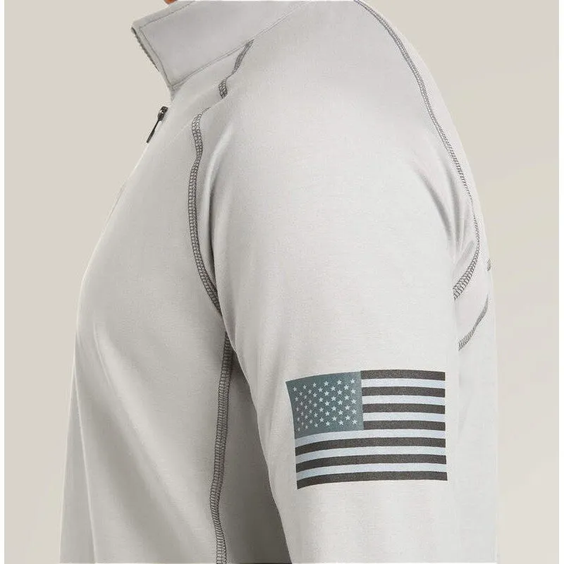 Ariat Men's Flame Resistant  Combat Stretch Patriot 1/4 Zip Work Shirt Silver - 10035420