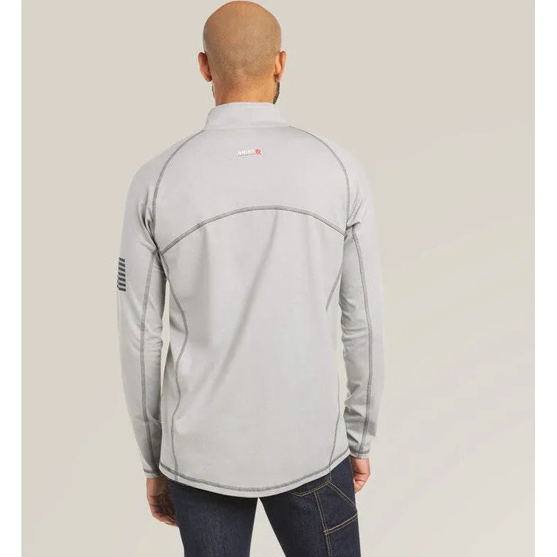 Ariat Men's Flame Resistant  Combat Stretch Patriot 1/4 Zip Work Shirt Silver - 10035420