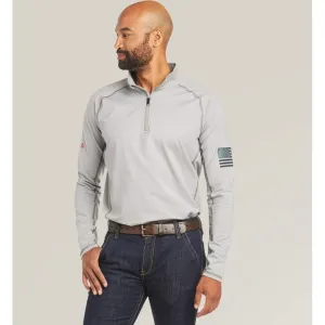 Ariat Men's Flame Resistant  Combat Stretch Patriot 1/4 Zip Work Shirt Silver - 10035420