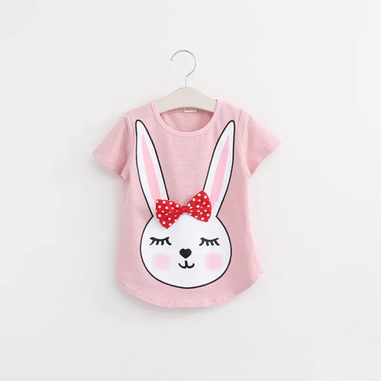 Baby T Shirts for girls Cotton Short Sleeve Rabbit cartoon Print Tees Spring Kids cute Tops Girl T-shirt