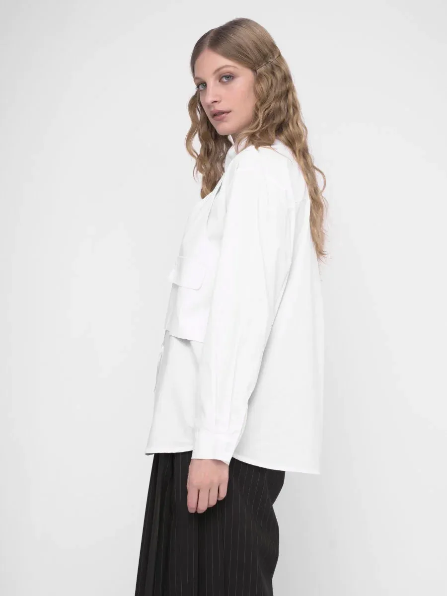 Baci - Overlay Buttoned Long Sleeve Shirt White - 306019WHTXS