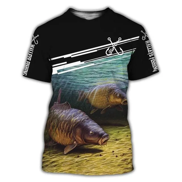 Beautiful Carp Fishing 3D Print  T-shirts