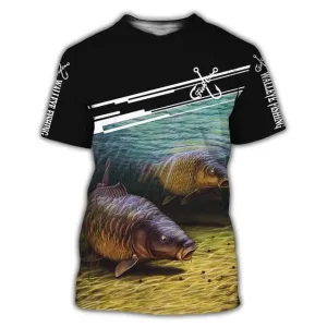 Beautiful Carp Fishing 3D Print  T-shirts