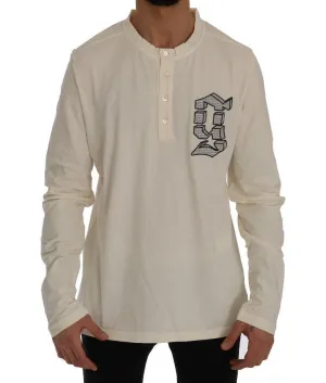 Beige Long Sleeve Henley T-Shirt