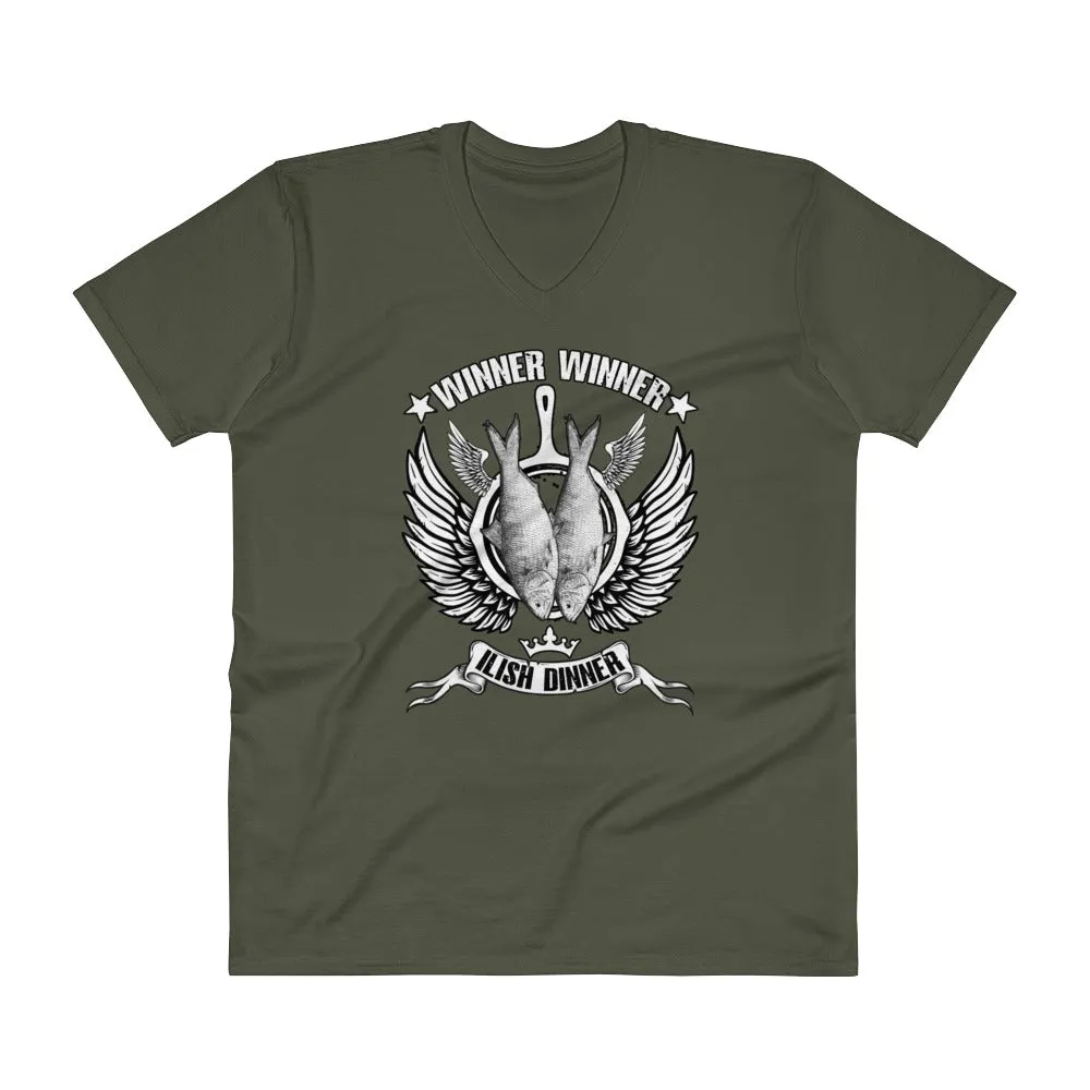 Bengali Lightweight Fashion V-Neck T-Shirt - Winner Winner Ilish Dinner