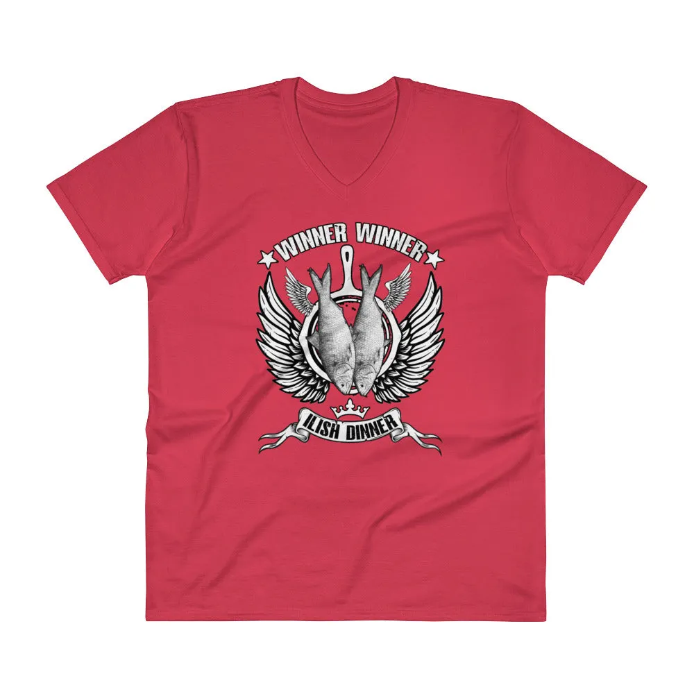 Bengali Lightweight Fashion V-Neck T-Shirt - Winner Winner Ilish Dinner