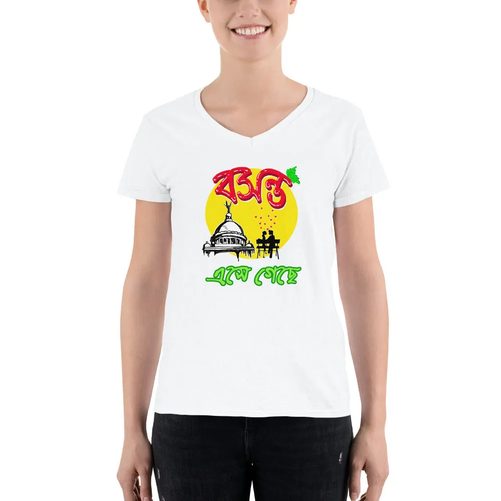 Bengali Lightweight V-Neck T-Shirt - Bosonto Ese Gache