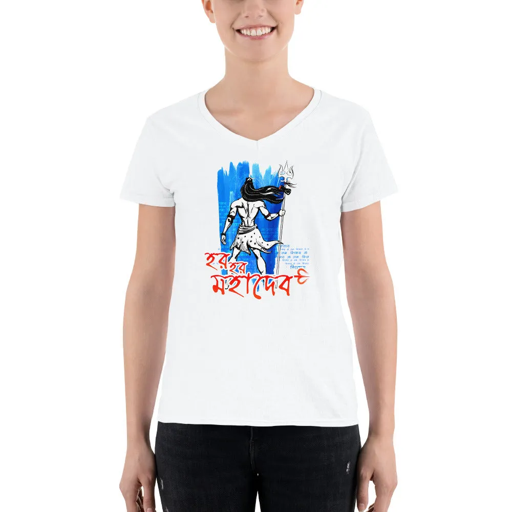Bengali Lightweight V-Neck T-Shirt - Har Har Mahadev